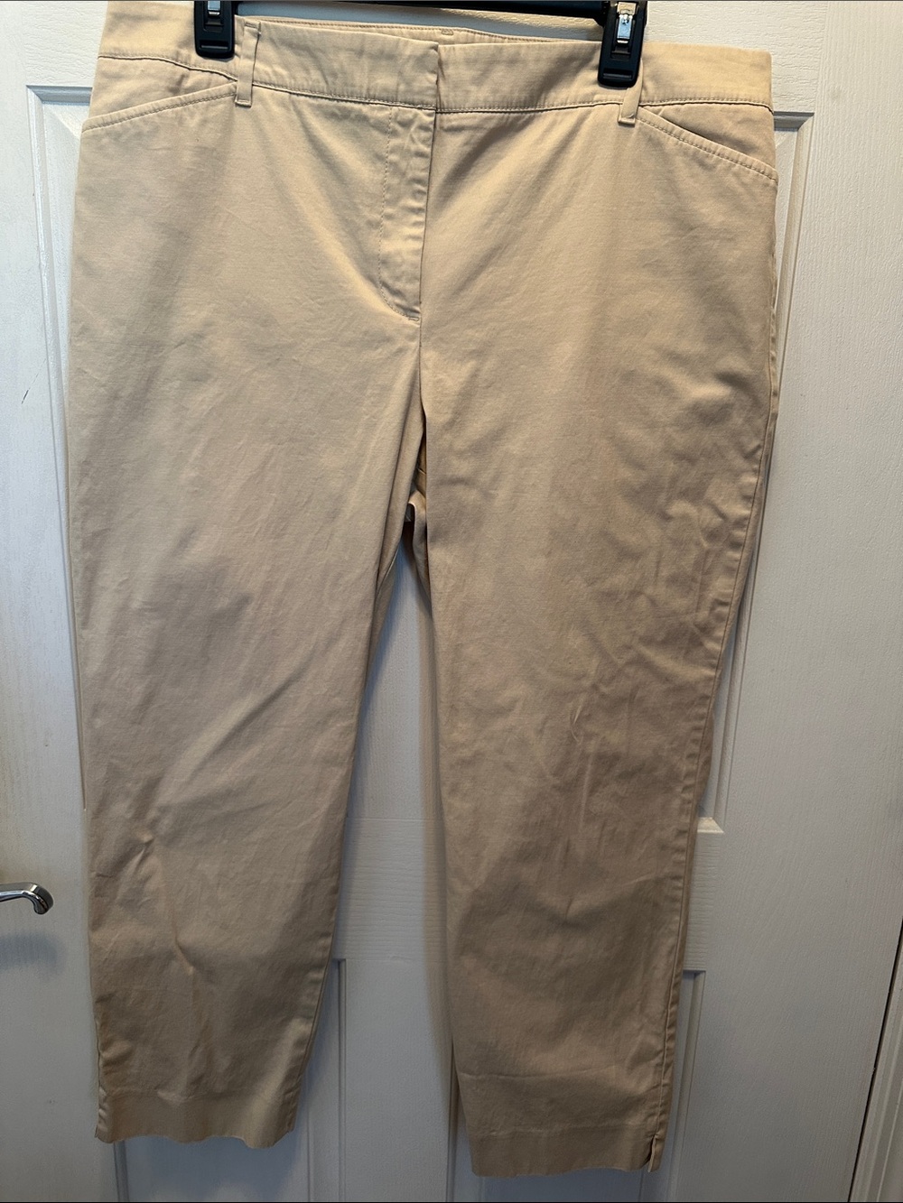 Talbots Khaki Perfect Crop Pants Wardrobe Staple Basic Summer 98% Cotton 14